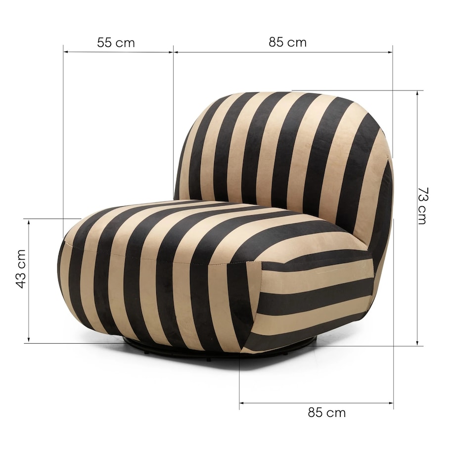 Fotel obrotowy 73x85x85 cm TENNO brązowo-czarne pasy
