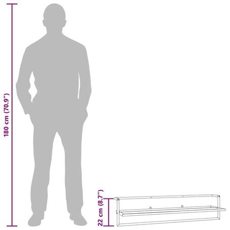 vidaXL Stojak na ręcznik, czarny, 95x25x22 cm, żelazny