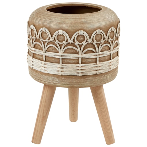 Doniczka na stojaku 27 x 27 x 42 cm jasnobrązowa CYRTOMIUM