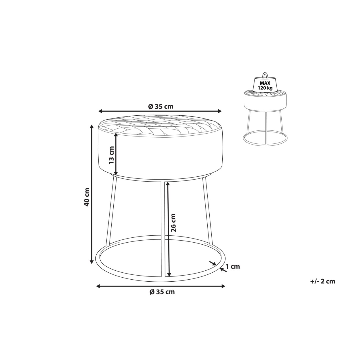Stołek DELCO Welur Złamana biel