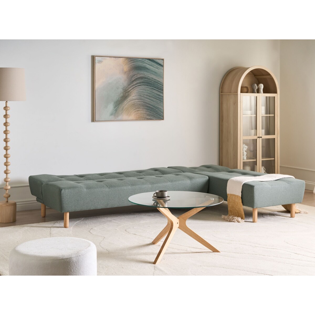 Narożnik rozkładany modułowy dla 4 osób ALSTEN Zielony Lewostronny