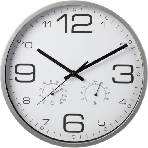 Zegar ścienny z funkcją stacji pogodowej, Ø 30,5 cm