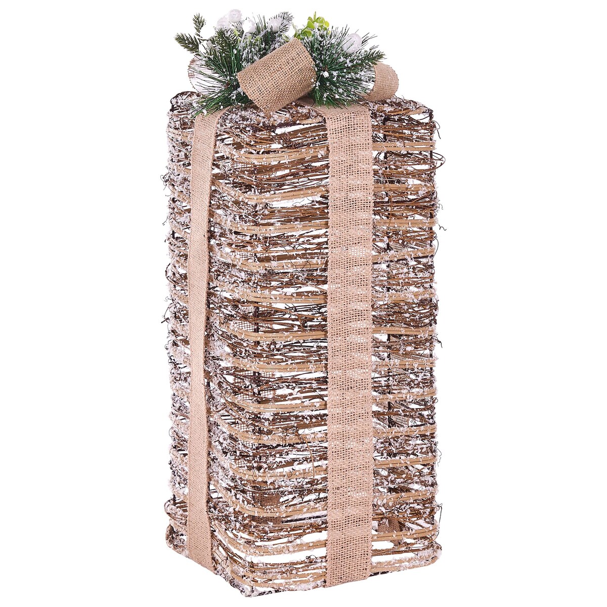 Zestaw 3 dekoracji świątecznych LED VALKAMA 54/45/30 cm Prezenty świąteczne Brązowy