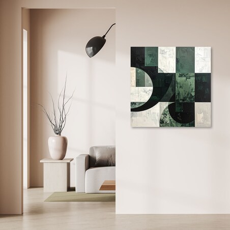Obraz do salonu sypialni biura loftu, Zielona geometryczna abstrakcja