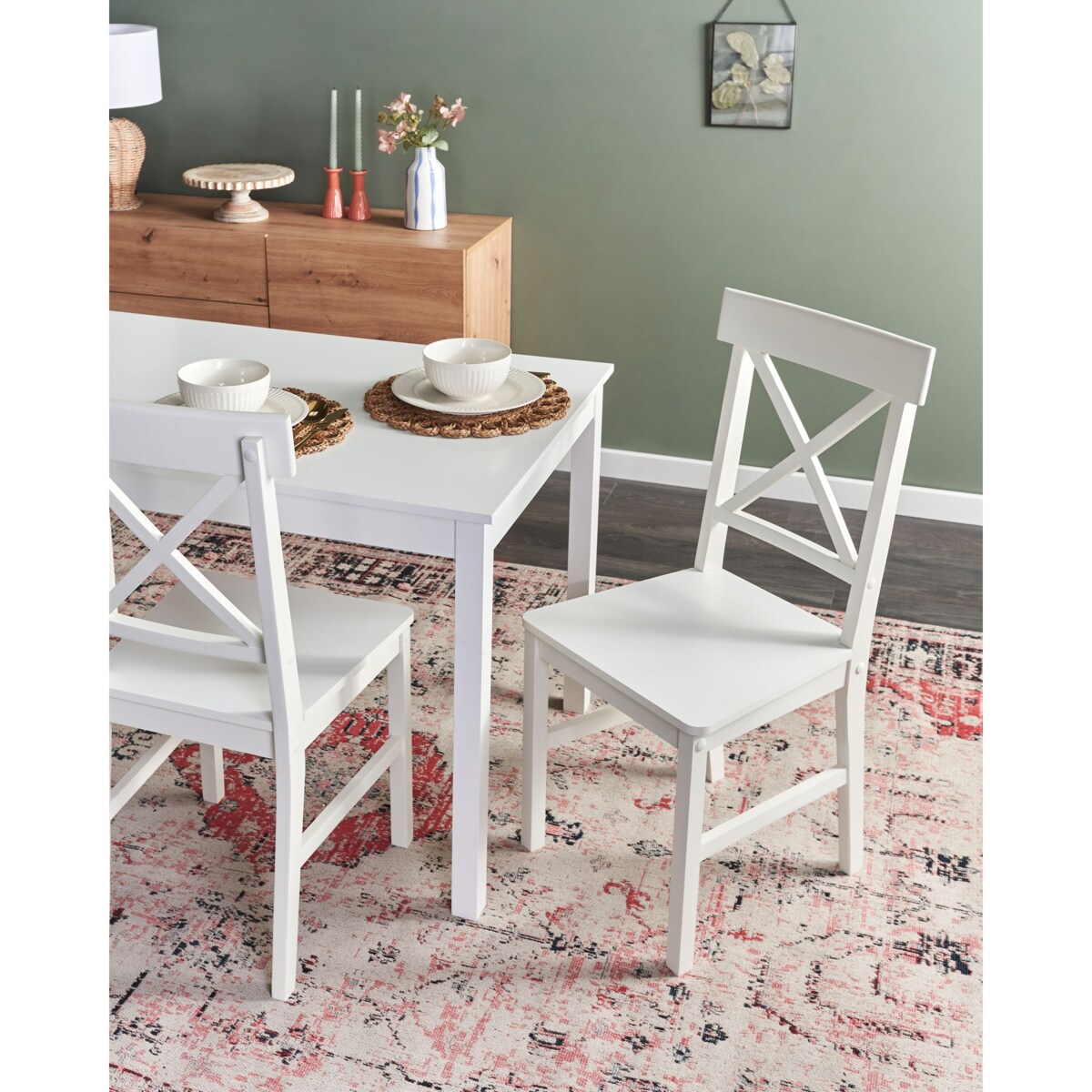 Zestaw 2 krzeseł do jadalni BARLEE Drewno Biały