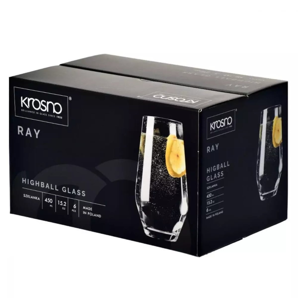 Szklanki Wysokie do Wody Soku Drinków Krosno Ray 6 szt 450 ml z Grubym Dnem