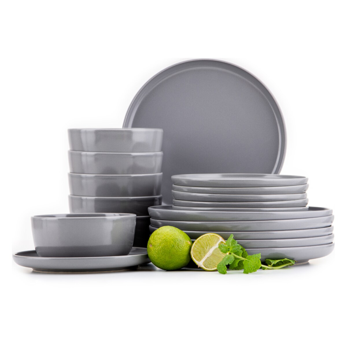 KONSIMO VICTO Zestaw obiadowy 6-osobowy (18 elementów) w kolorze szarym