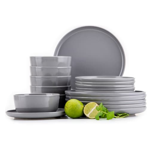 KONSIMO VICTO Zestaw obiadowy 6-osobowy (18 elementów) w kolorze szarym