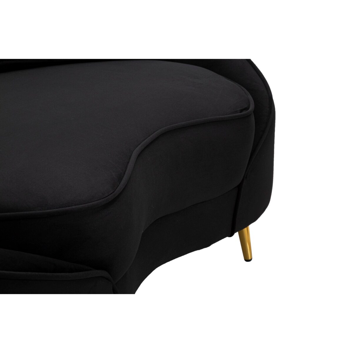 Sofa Oslo, kolor czarny i złoty, poliester, drewno eukaliptusowe i metal, 148 x 84 x 68 cm, do salonu, Mauro Ferretti