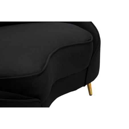 Sofa Oslo, kolor czarny i złoty, poliester, drewno eukaliptusowe i metal, 148 x 84 x 68 cm, do salonu, Mauro Ferretti
