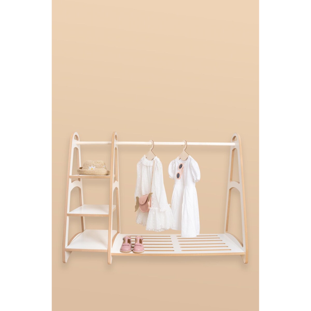 MAXI garderoba szafa wieszak montessori + 5 drewnianych wieszaczków