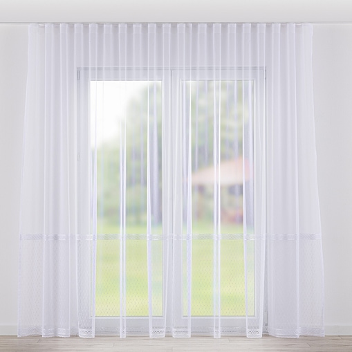 Firana na taśmie wave 300x265 biały ze wzorem