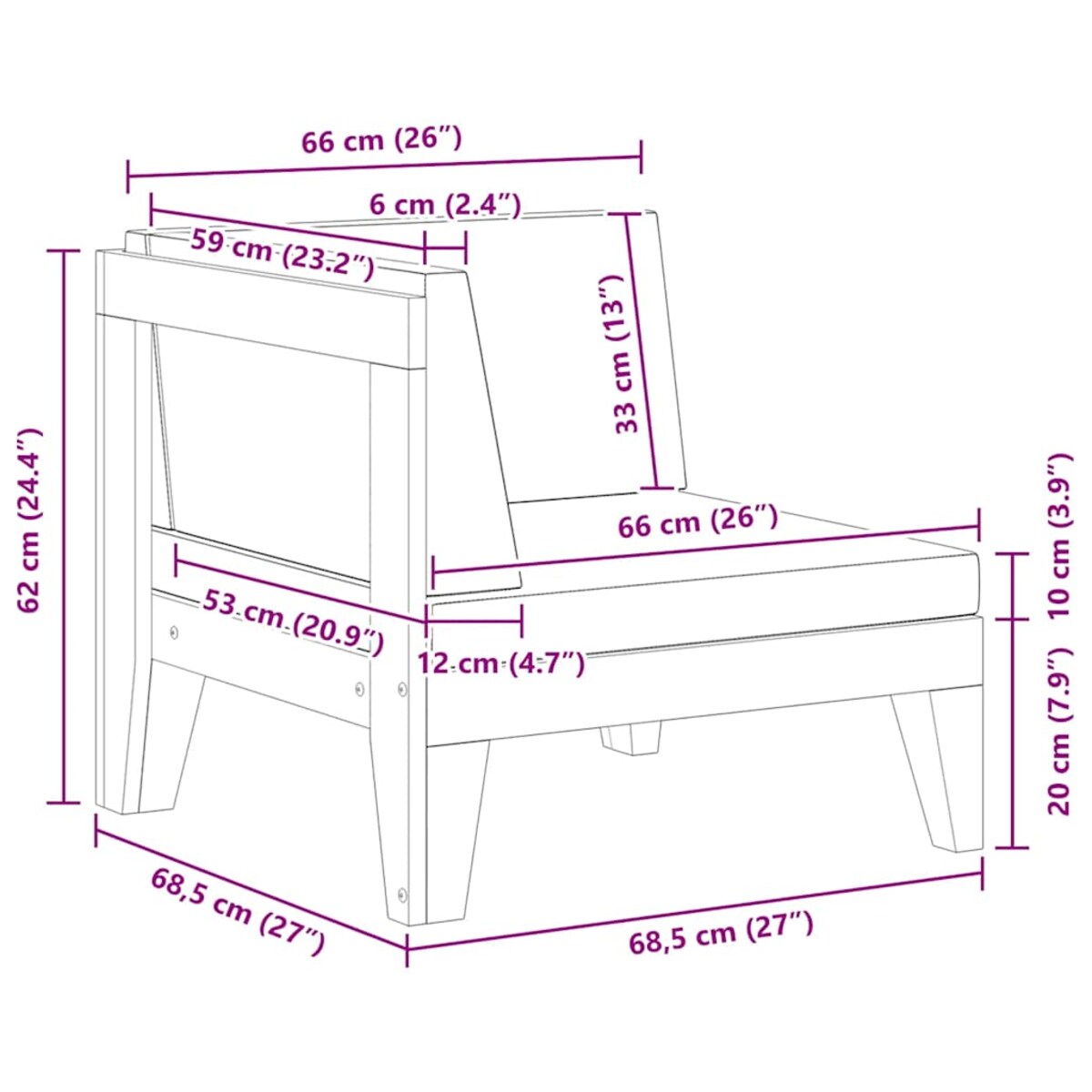 vidaXL Moduł sofy narożnej, kremowe poduszki, drewno akacjowe