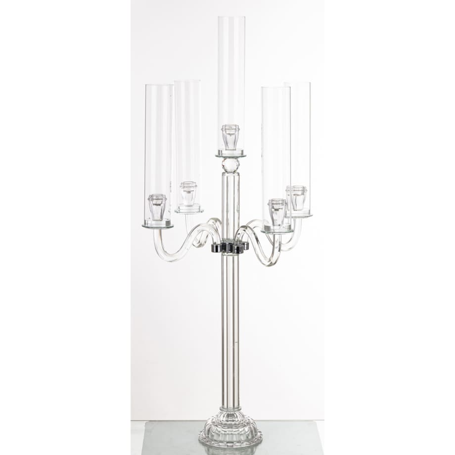 Świecznik szklany 5 ramienny 94x41x41 cm KANDELORO