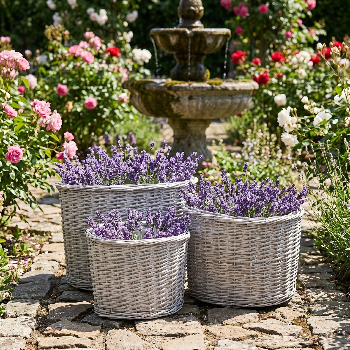 KOSZ WIKLINOWY XL 56cm NA KWIATY DREWNO DUŻY OWALNY DONICA KWIETNIK 3 szt