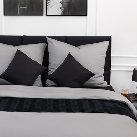 Komplet pościeli 160x200 satyna bawełniana szara PAN MATERAC