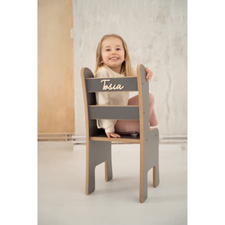 Stolik + krzesełko z imieniem - szary