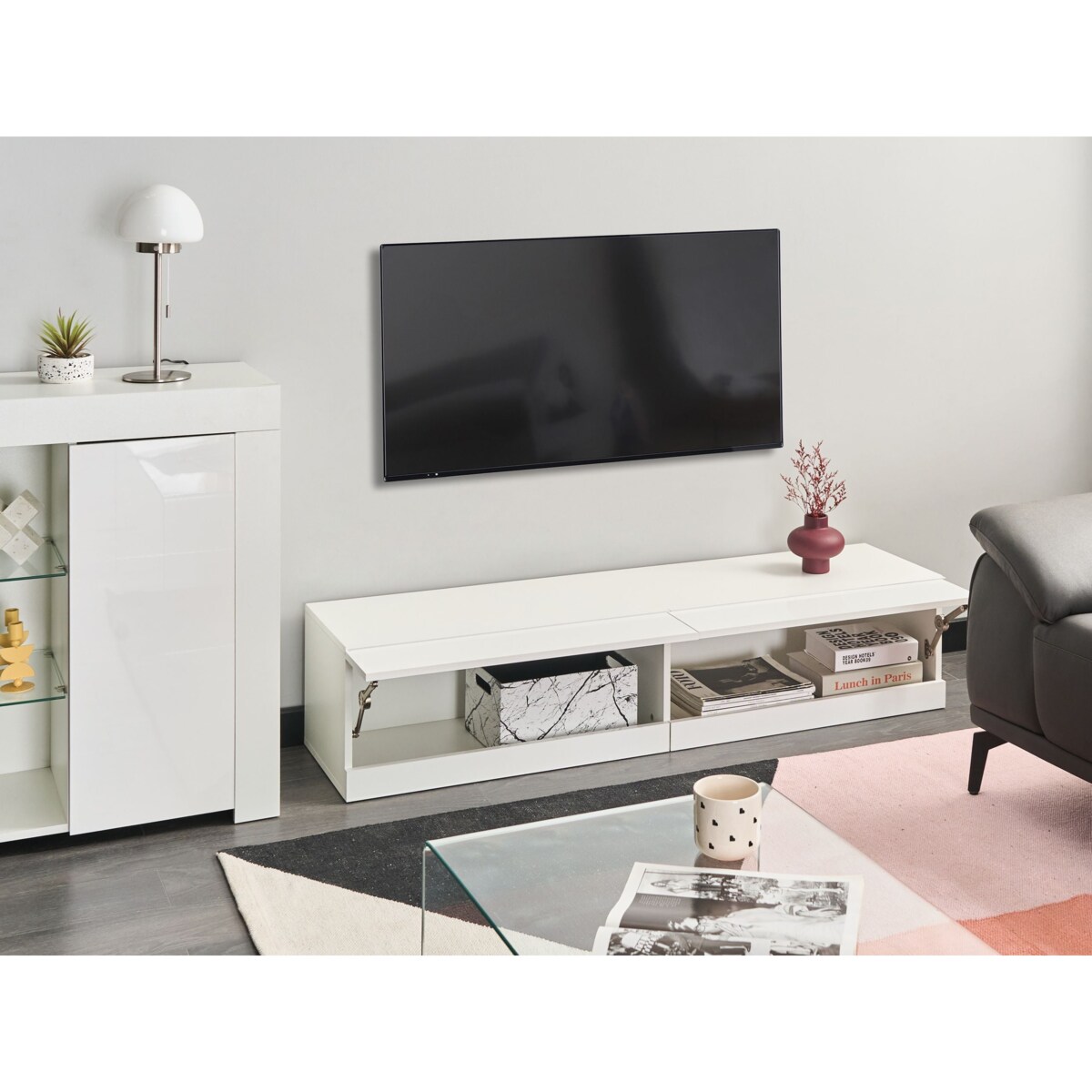 Szafka RTV LED EDMONTON Biały