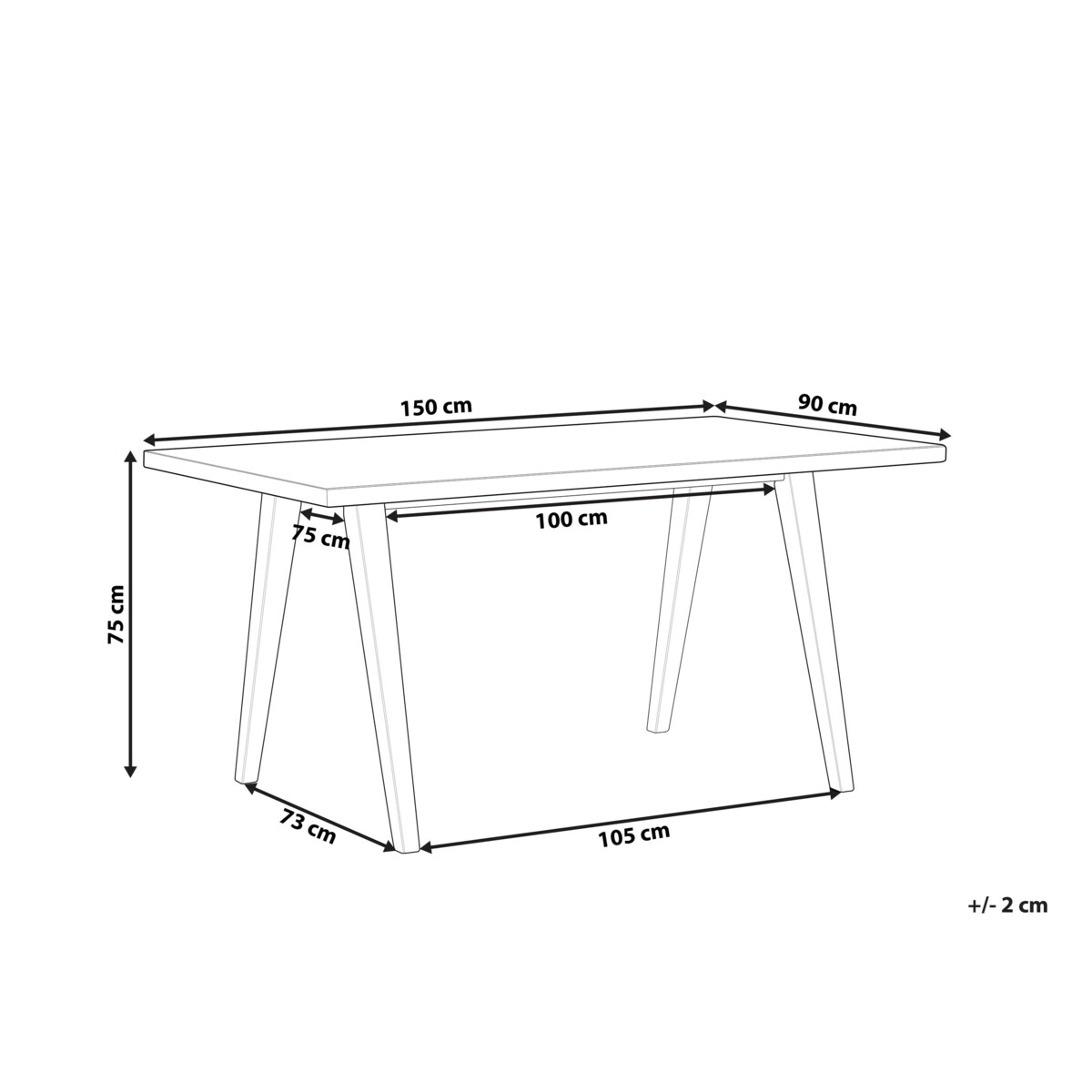 Stół do jadalni 150 x 90 cm jasne drewno z czarnym LENISTER