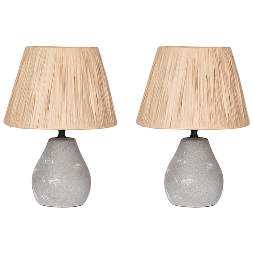 Zestaw 2 lamp stołowych ARWADITO Ceramika Szary