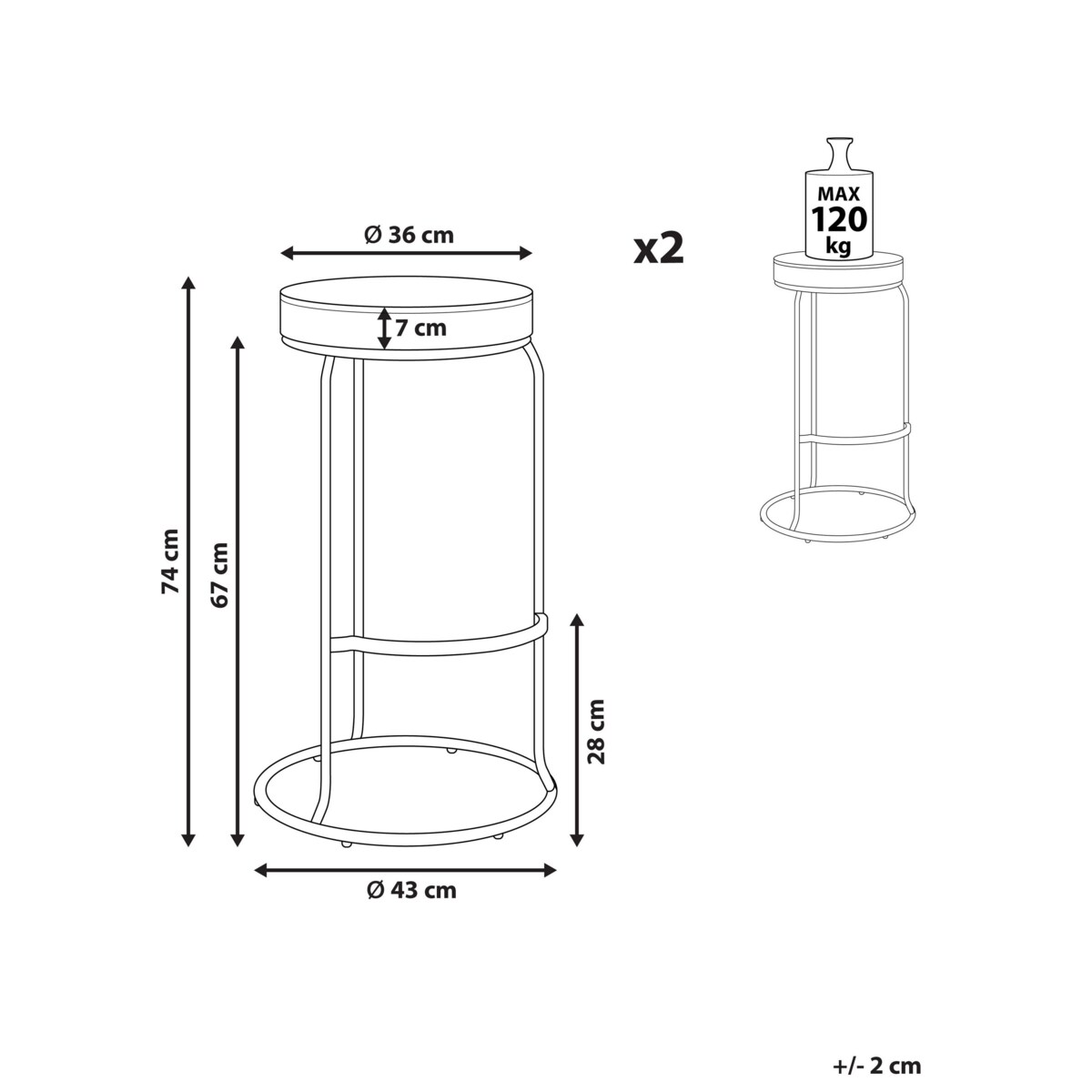 Zestaw 2 stołków barowych ekoskóra szary MILROY