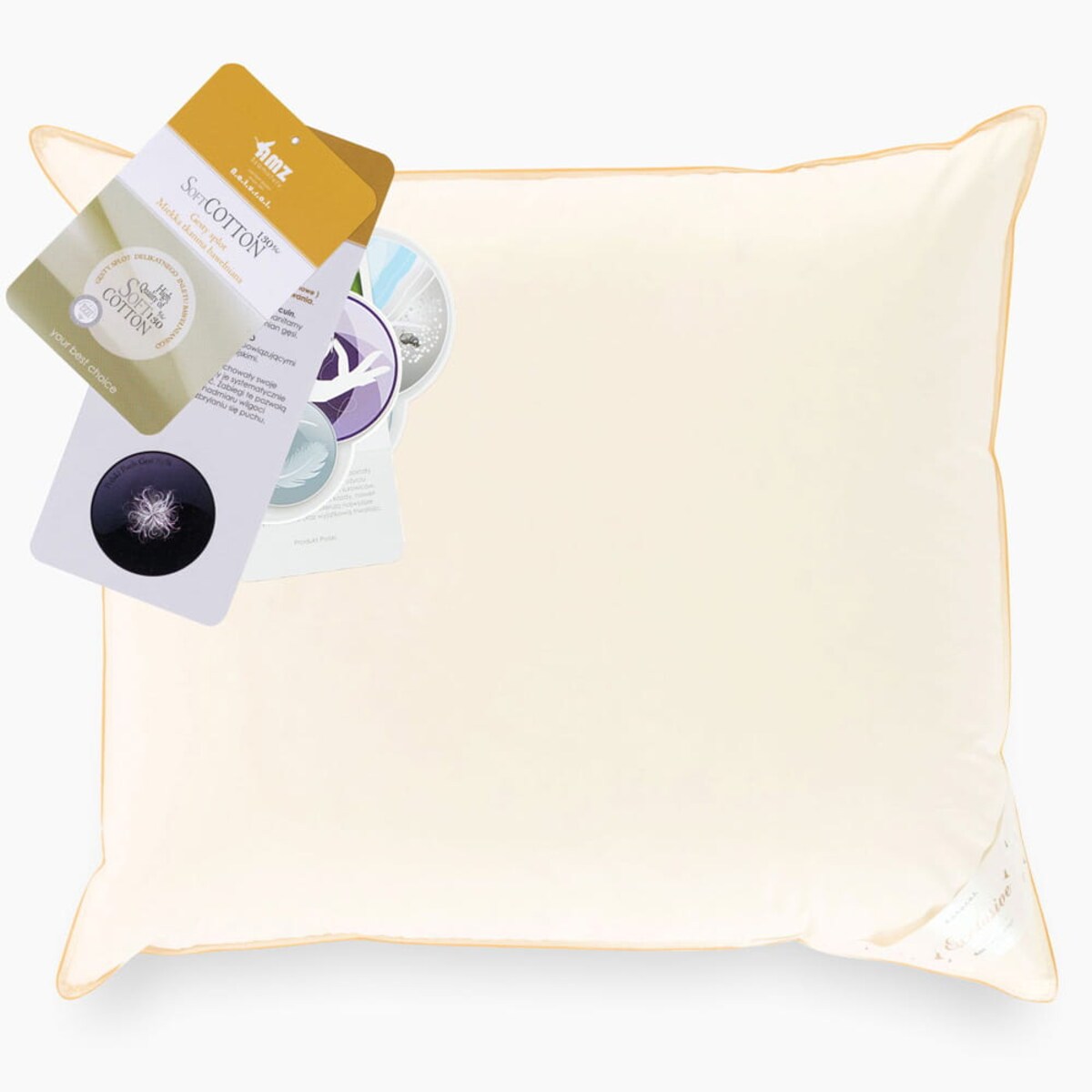 Poduszka puchowa 50x60 cm 3-komorowa kremowa - 770g + 80g polski puch gęsi 70% Basic+, linia Natural Exclusive