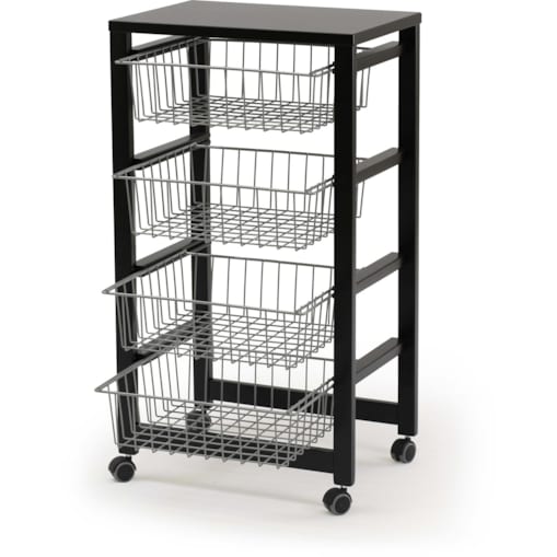 ARREDAMENTI GINGERONE Wózek kuchenny - 83 x 46 cm, Czarny