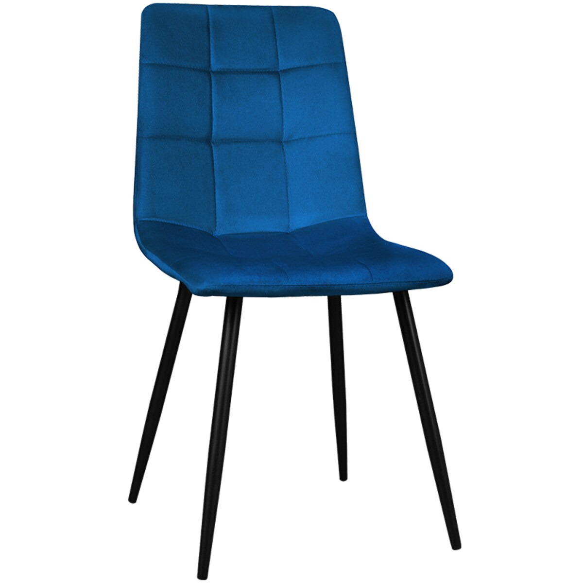 Krzesło tapicerowane do salonu jadalni welurowe pikowane granatowe