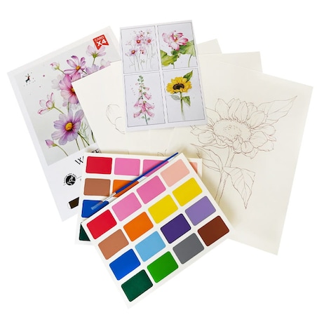 Malowanie akwarelą - Poezja kwiatów - 4 elementy