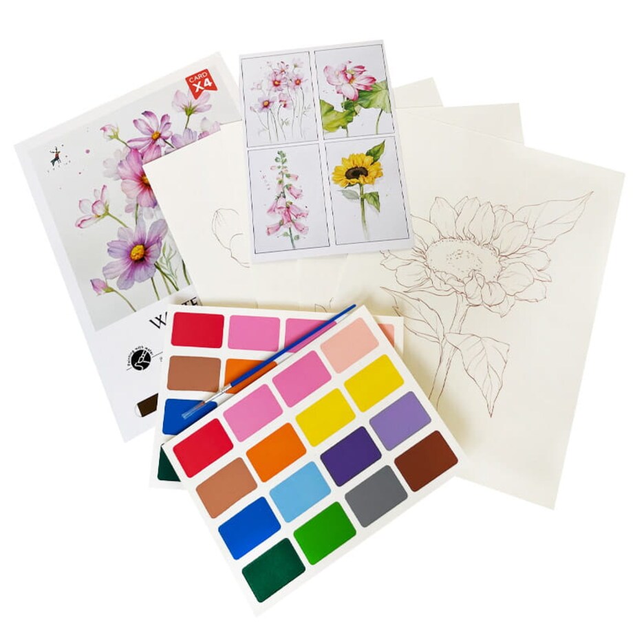 Malowanie akwarelą - Poezja kwiatów - 4 elementy