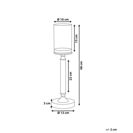Świecznik szklany 48 cm srebrny ABBEVILLE