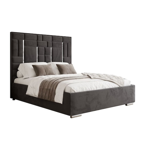 Łóżko tapicerowane BRIGITTE SILVER, pojemnik na pościel, s34, 160x200, Element 01