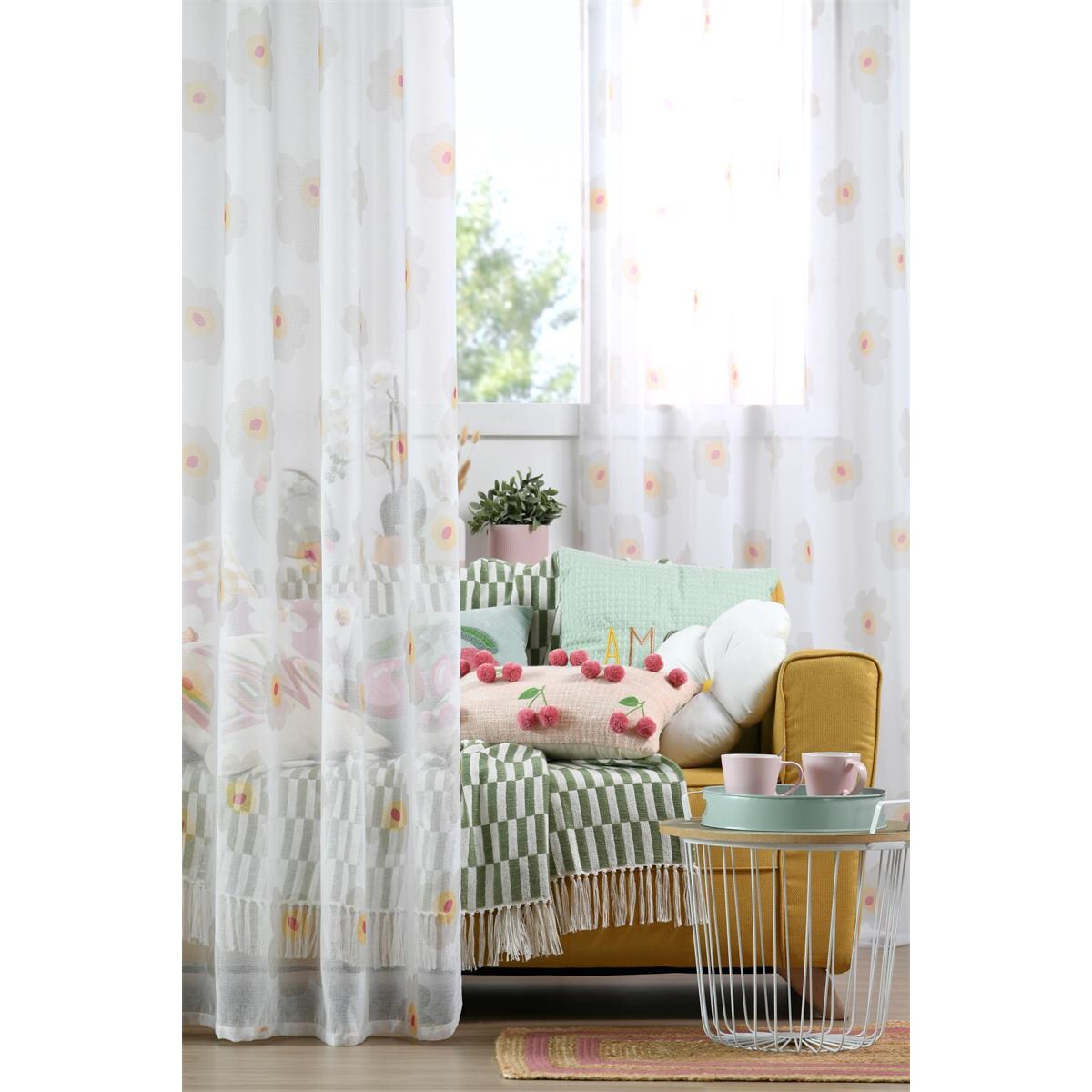 Firana w stokrotki, SWEETLOVE, 140 x 260 cm