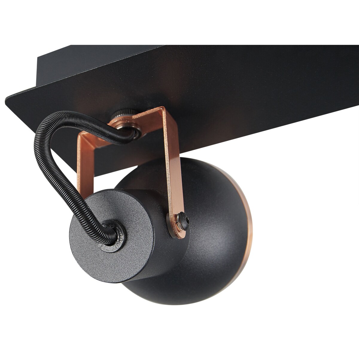 Lampa sufitowa 2-punktowa prostokątna metalowa czarna z miedzianym BARO