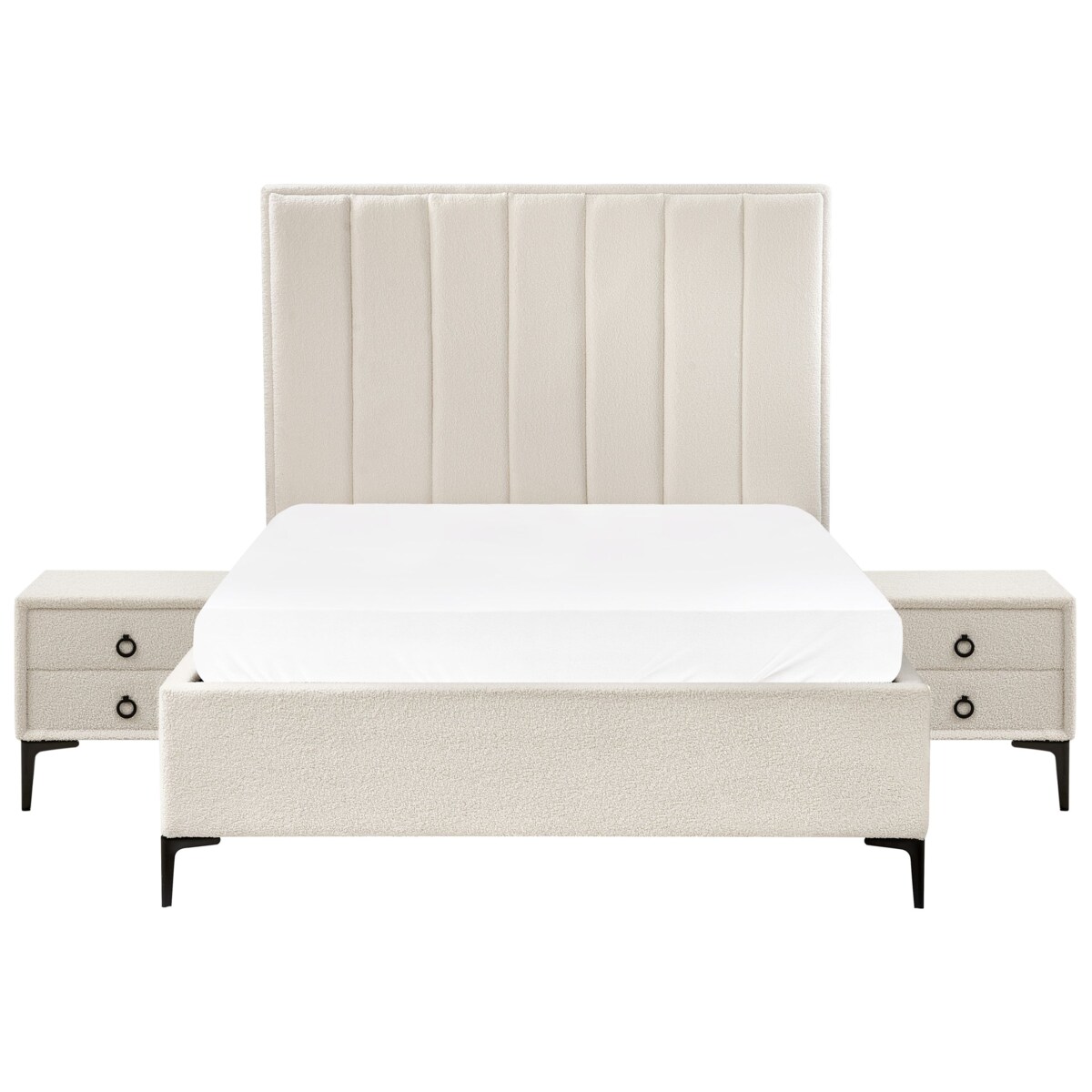 Zestaw mebli do sypialni boucle 140 x 200 cm złamana biel SEZANNE