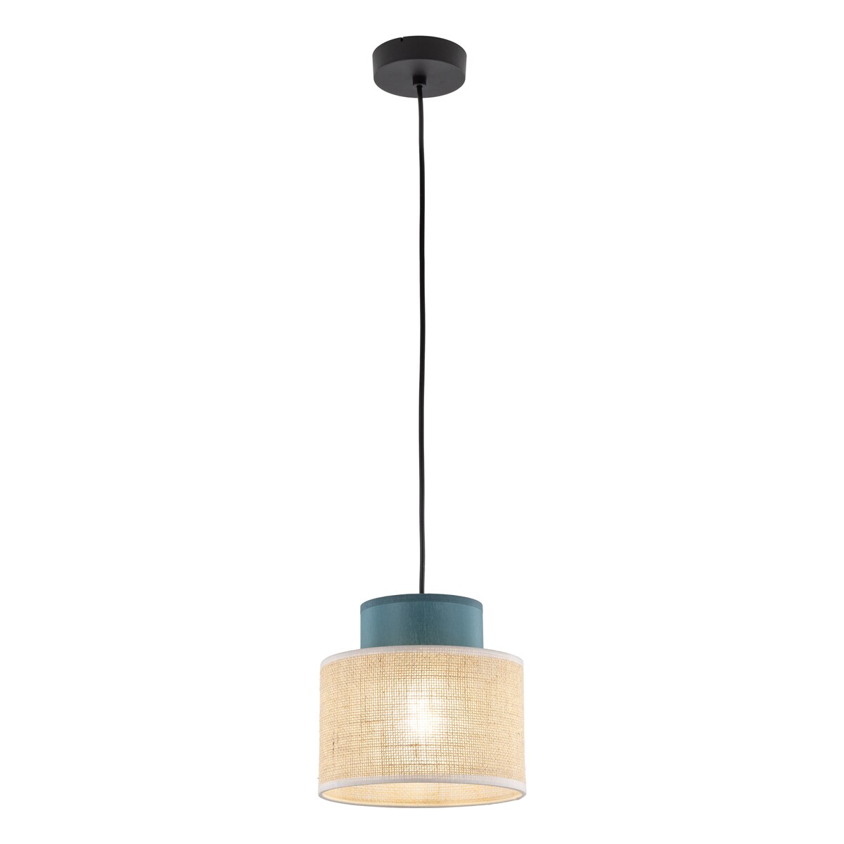 Lampa wisząca TK Lighting DUO JUTA GREEN 3257 czarno-zielona z jutą, E27, regulowana wysokość, 20 cm