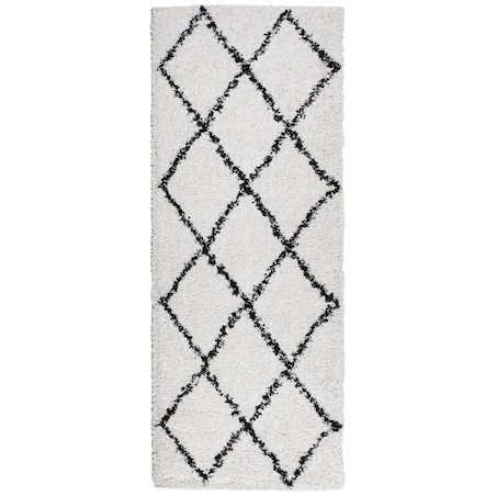 vidaXL Dywan z długim włosiem PAMPLONA, kremowo-czarny, 80x200 cm