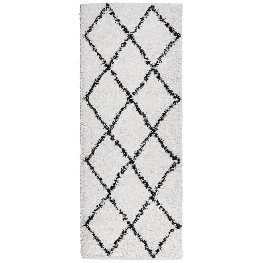 vidaXL Dywan z długim włosiem PAMPLONA, kremowo-czarny, 80x200 cm