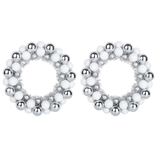 vidaXL Wieniec Bożonarodzeniowy z Bombkami 2 pcs Biały i Srebrny