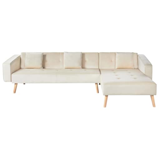 Narożnik welurowy lewostronny rozkładany beżowy VADSO