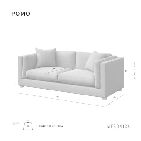 Pomo sofa 3 osobowa Ceglana