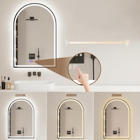 Lustro ścienne LED z czarną ramą DASH BLACK 60x100cm