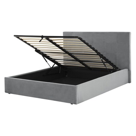 Łóżko z pojemnikiem welurowe 140 x 200 cm szare LORIENT