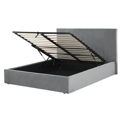 Łóżko z pojemnikiem welurowe 140 x 200 cm szare LORIENT
