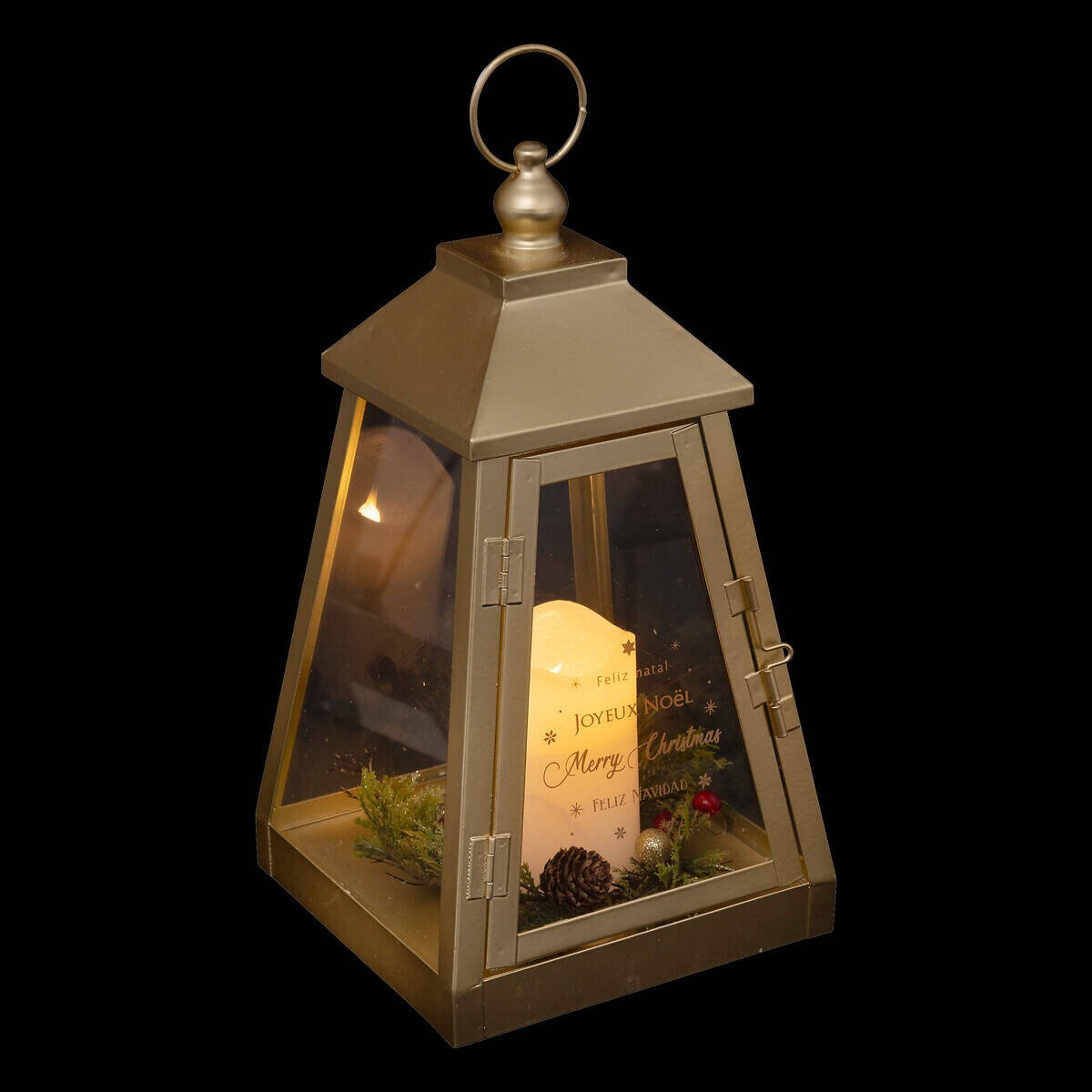 Lampion metalowy LED 32x17 cm EHRAM złoty