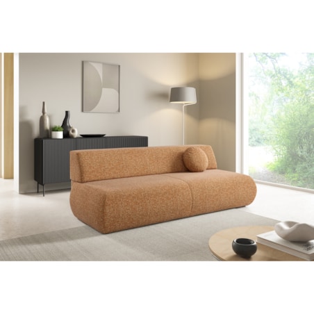 Kanapa PENTI bez boczków z funkcją spania obita tkaniną PUENTE pomarańczowa