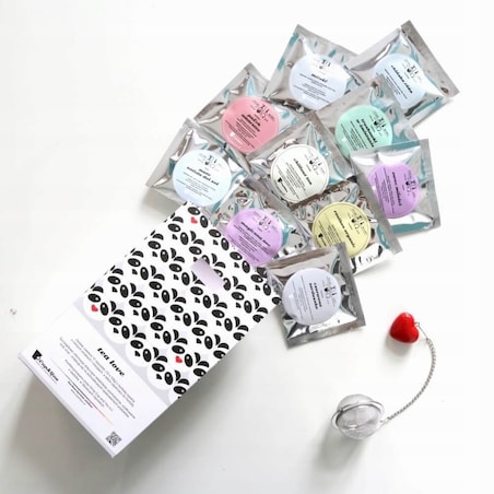 Zestaw prezentowy upominkowy "LOVE BOX" - herbaty, kawy, zaparzacz - prezent upominek na walentynki dla chłopaka dziewczyny niej niego żony męża kobiety faceta mężczyzny narzeczonej