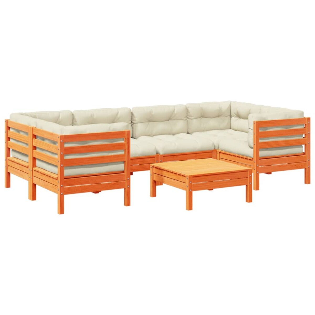 vidaXL 7-cz zestaw wypoczynkowy do ogrodu, z poduszkami, woskowy brąz