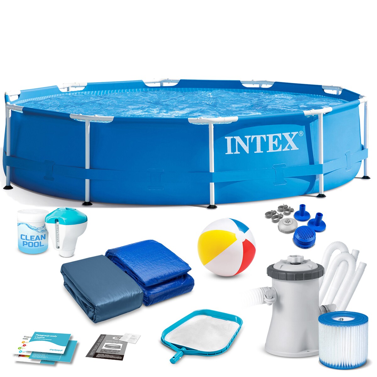Basen stelażowy pompa 305x76 Intex zestaw 15w1 max