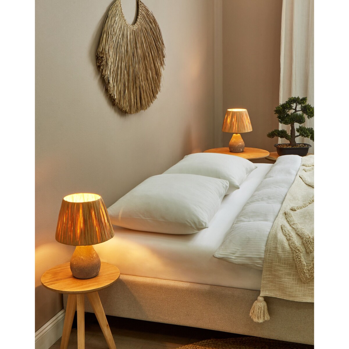 Zestaw 2 lampek nocnych ceramicznych szary ARWADITO